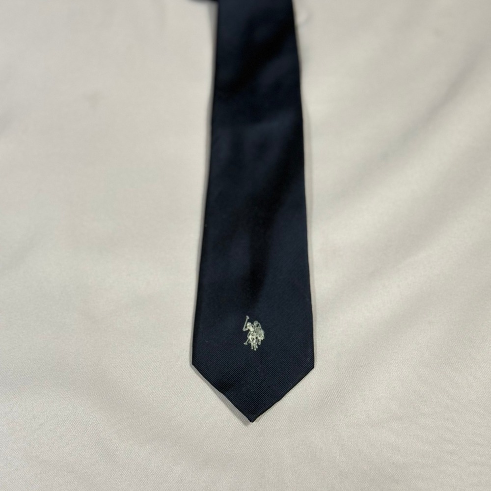 US Polo Assn Mens Tie Black‎ Polo Player Logo Formal Necktie
